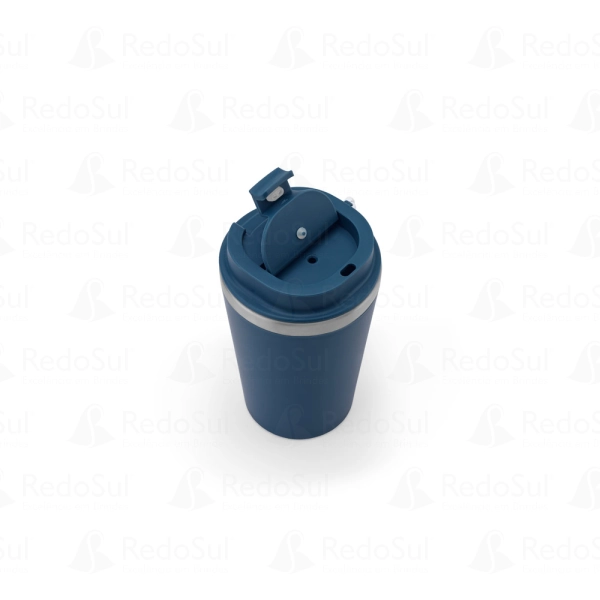 Copo de viagem personalizado em aço inox reciclado com parede dupla 460 ml Copo de viagem personalizado em aço inox reciclado com parede dupla 460 ml